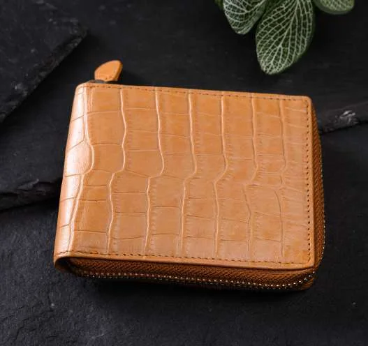Croc Zip-Around – Tan – genuine leather, wholesale from Charlie International India