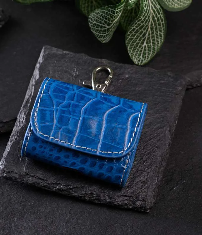 Earbuds Case – Cobalt Croc – genuine leather, wholesale from Charlie International India