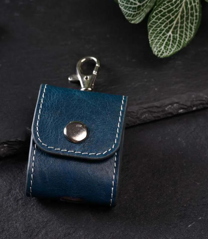 Earbuds Case – Navy – genuine leather, wholesale from Charlie International India