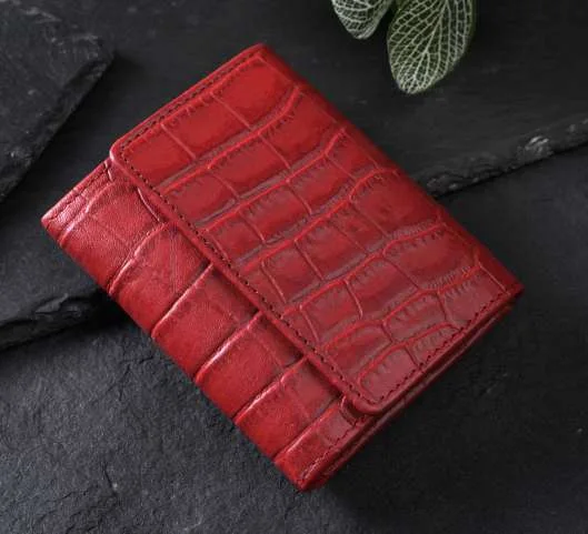 Croc Trifold – Red – genuine leather, wholesale from Charlie International India
