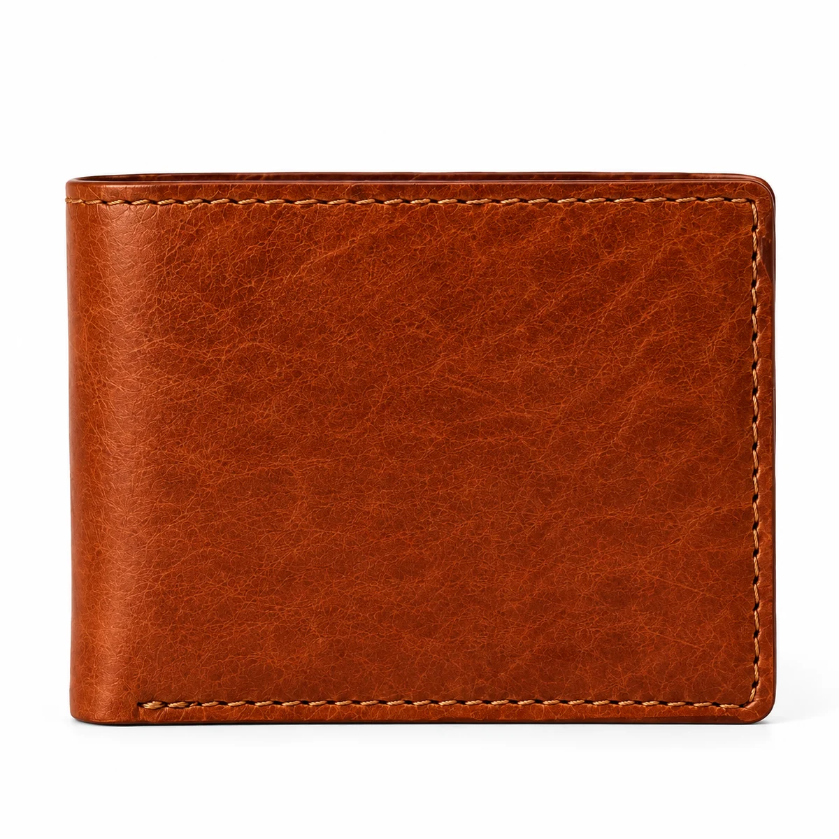 Cognac leather slim bifold
