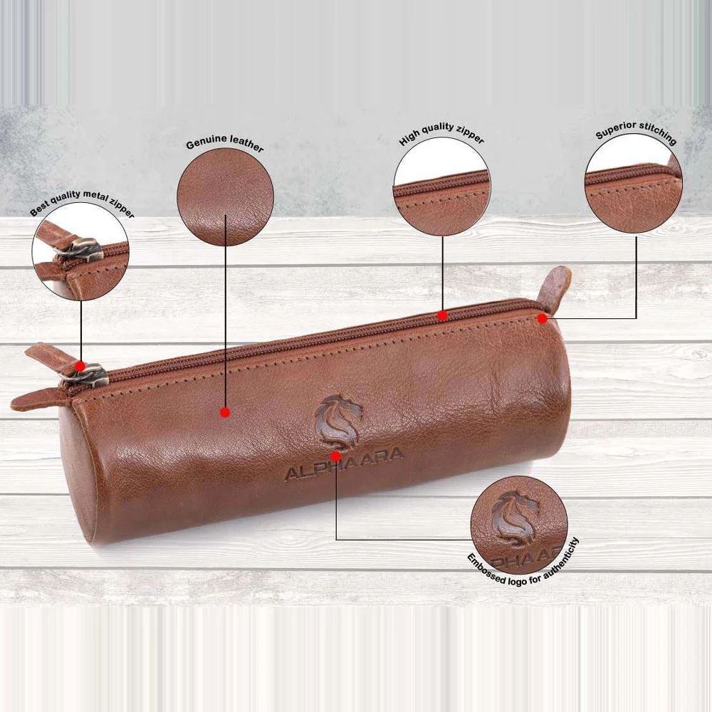 Round Pen Case – genuine leather, wholesale from Charlie International India